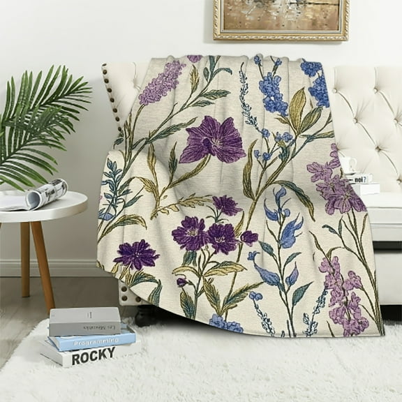Autua Purple Flowers Super Soft Blanket for All Seasons 3 Sizes 40x50in