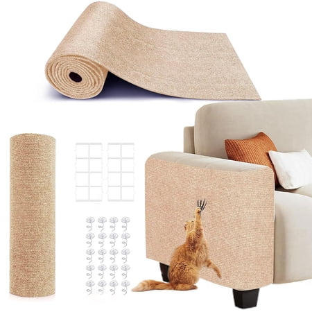 Self Adhesive Cat Scratching Mat Trimmable Furniture Protector for Couch Walls & Doors Durable Scratch Resistant Cat Scratch Pad with Strong Sticky Backing No Residue