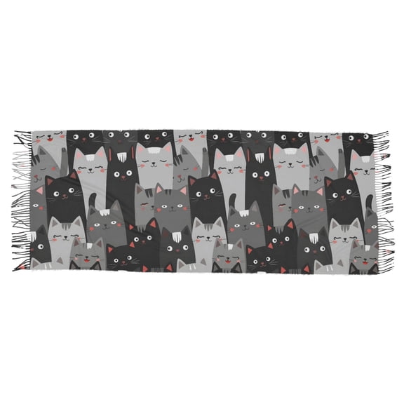 Art Cats Pattern Women's Cold Weather Scarves Lightweight Warm Fashion Scarves, Breathable 86.6''x30.7''