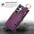 thumbnail image 4 of Wallet Case for Samsung Galaxy S25 Ultra with Shoulder Strap & RFID Blocking Card Slots Holder Kickstand & Finger Ring, Magnetic Flip Folio Zipper Purse Case, PU Leather Cover Handbag, Darkpurple, 4 of 8
