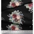 thumbnail image 3 of Soimoi Black Cotton Duck Fabric Leaves & Peony Floral Print Print Fabric By the Yard 44 Inch Wide, 3 of 3