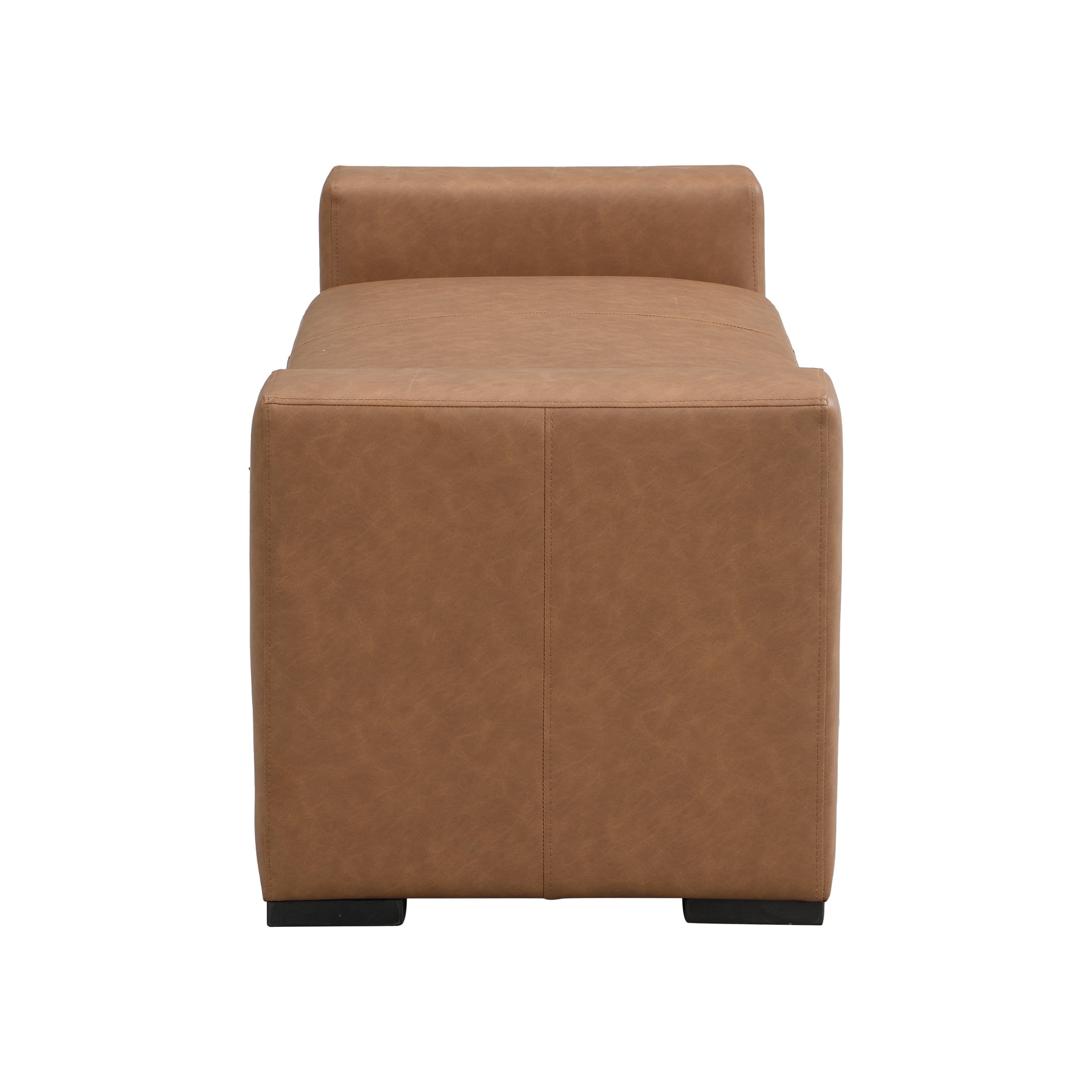 Christopher Knight Home 57.7" Rectangle Faux Leather Ottoman Bench with Armrests, Brown