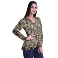 thumbnail image 3 of Moomaya Empire Waist Top Printed Dress V-Neck Full Sleeve Tunic Peplum Top For Women, 3 of 6
