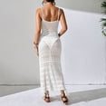 thumbnail image 5 of Womens Sexy Solid Color Knitted V-Neck Halter Maxi Dress Slim Fit Bodycon Beach Vacation Dress with Fringe Tassel Detail, 5 of 5