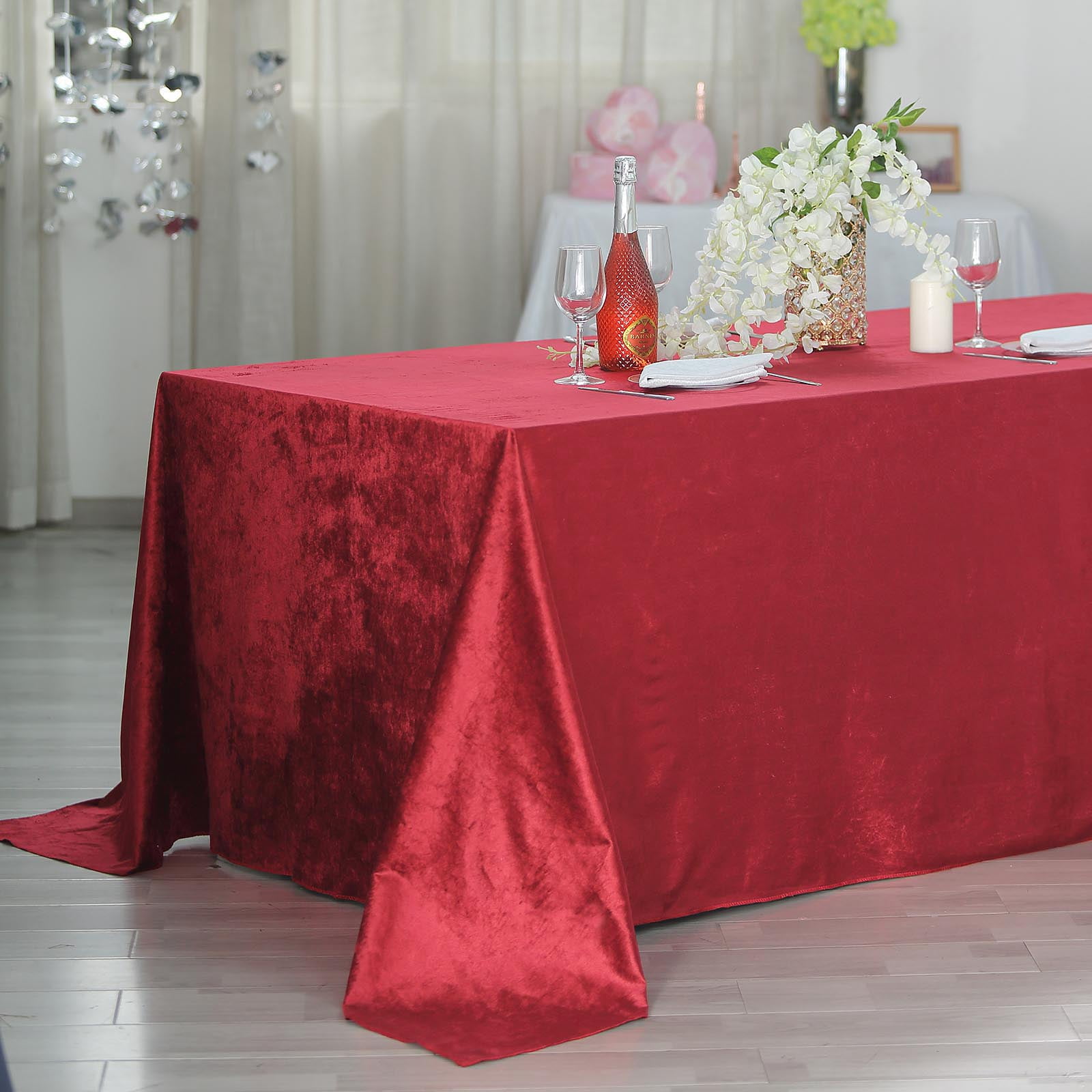 WINE 90"x156" Premium Velvet Rectangular Tablecloth Wedding Party Event Linens