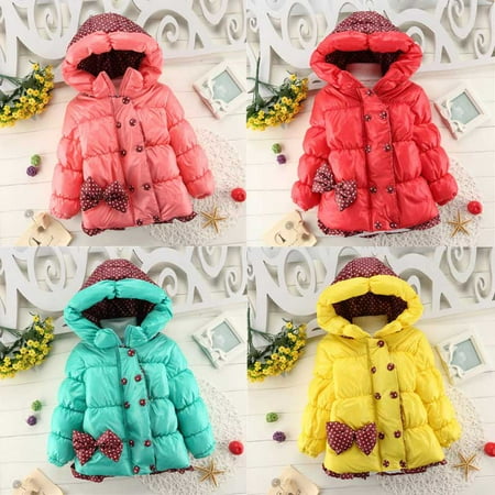 

Kacakid Toddler Baby Girl Winter Coats Jackets Hooded Cartoon Flower Children Outerwear