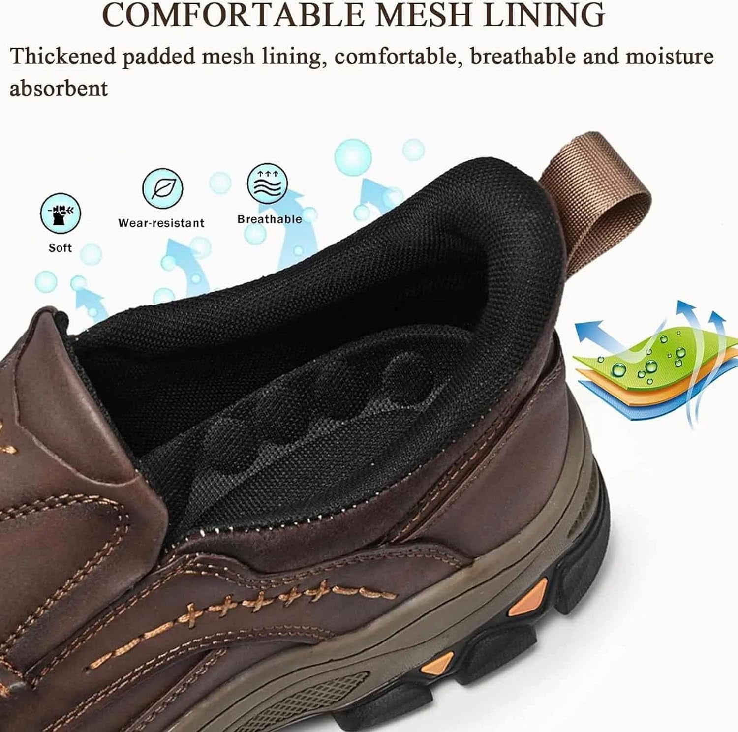 Enjerr Men's Orthopedic Slip-On Loafers - Arch Support, Hands-Free, Non-Slip Casual Shoes