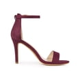 thumbnail image 3 of BLISSFUL STEP Women Ankle Strap Heel Stiletto High Heels Sandals Burgundy 7.5, 3 of 7