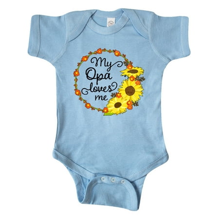

Inktastic My Opa Loves Me with Sunflower Wreath Gift Baby Boy or Baby Girl Bodysuit