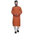 thumbnail image 2 of Atasi Kurta à Manches Longues pour Hommes en Coton Satin Uni Col Mandarin Chemise Décontractée, 2 of 7