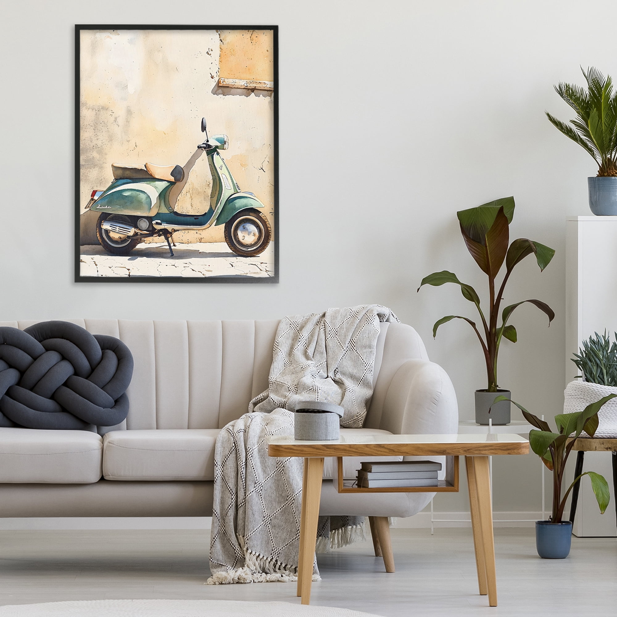 Stupell Industries Vintage Scooter on Italian Street Black Framed Giclee Art, design by LSR Design Studio