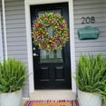 thumbnail image 6 of Artificial Flowers Door Wreath Decor,Farmhouse Colorful Cottage Wreath,Colorful Spring Summer Wreath W/Flower Green Leaves for Front Door,Beautiful Artificial Wreath Wall Garden, 6 of 10