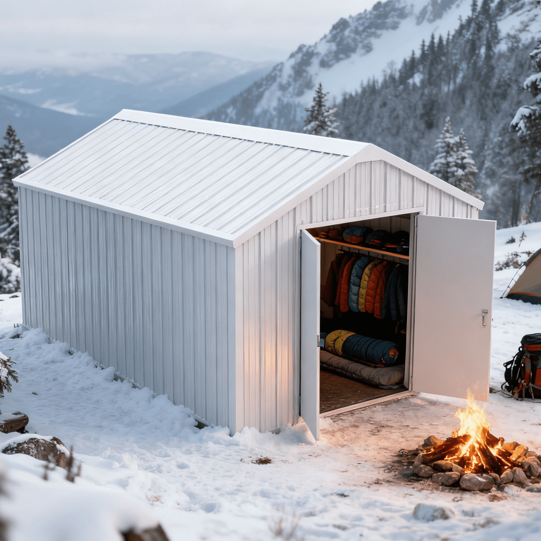 Chery Industrial 12FT x 20FT Single Garage Metal Shed – Heavy-Duty Double Door Outdoor Storage Unit for Vehicles, Tools & Equipment