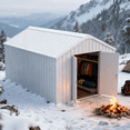 thumbnail image 4 of Chery Industrial 12FT x 20FT Single Garage Metal Shed – Heavy-Duty Double Door Outdoor Storage Unit for Vehicles, Tools & Equipment, 4 of 7