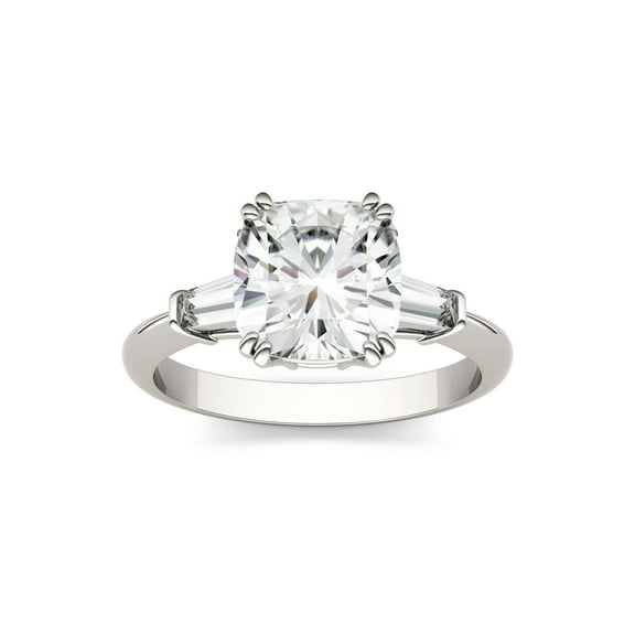 Charles & Colvard 14K White Gold Moissanite 8mm Cushion Engagement Ring, Size 7, 2.77ct t.w.