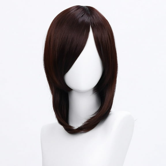 XmhyTop 14 Inch (40cm) Medium-Length Straight Cosplay Bob Wig -For Female, Dark Brown