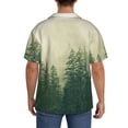 thumbnail image 3 of Gukieu Fog Forest Print Men's Short-sleeved Shirts, Button-down Pocket Shirts, T-shirts, Beach Vacation Travel Summer Clothing-Large, 3 of 5