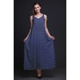 thumbnail image 4 of Bimba Rayonne Bloc Imprimé Femmes Robe Longue Chic Bohème Été Maxi Plage Porter-Moyen, 4 of 4