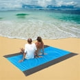 thumbnail image 4 of Manta de playa sin arena de 79 "x 57", alfombra de playa resistente al agua y a prueba de arena, manta de Picnic de bolsillo de nailon suave Ripstop con, 4 of 5