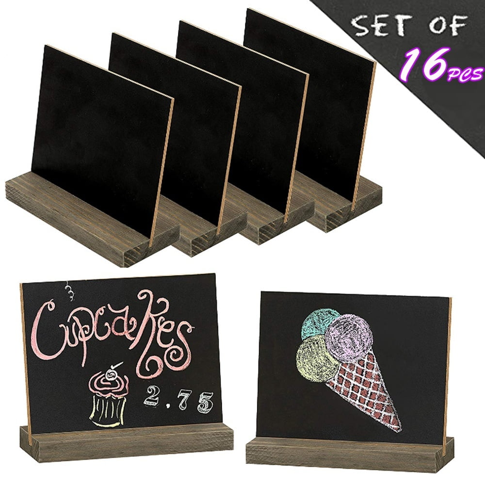 16/8Pcs Mini Wooden Blackboard with Stand 6" Retro Desktop Blackboard