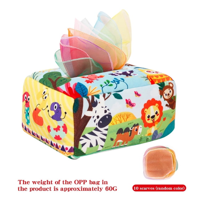 sdhkgrrt under $5 Finger Exercise TissueToy, Unbreakable TissueToyfor Babies, Tear Resistant Pull Tissue Box, Early Education Finger ExerciseToy, Sensory DevelopmentToyfor Infants, Montessori