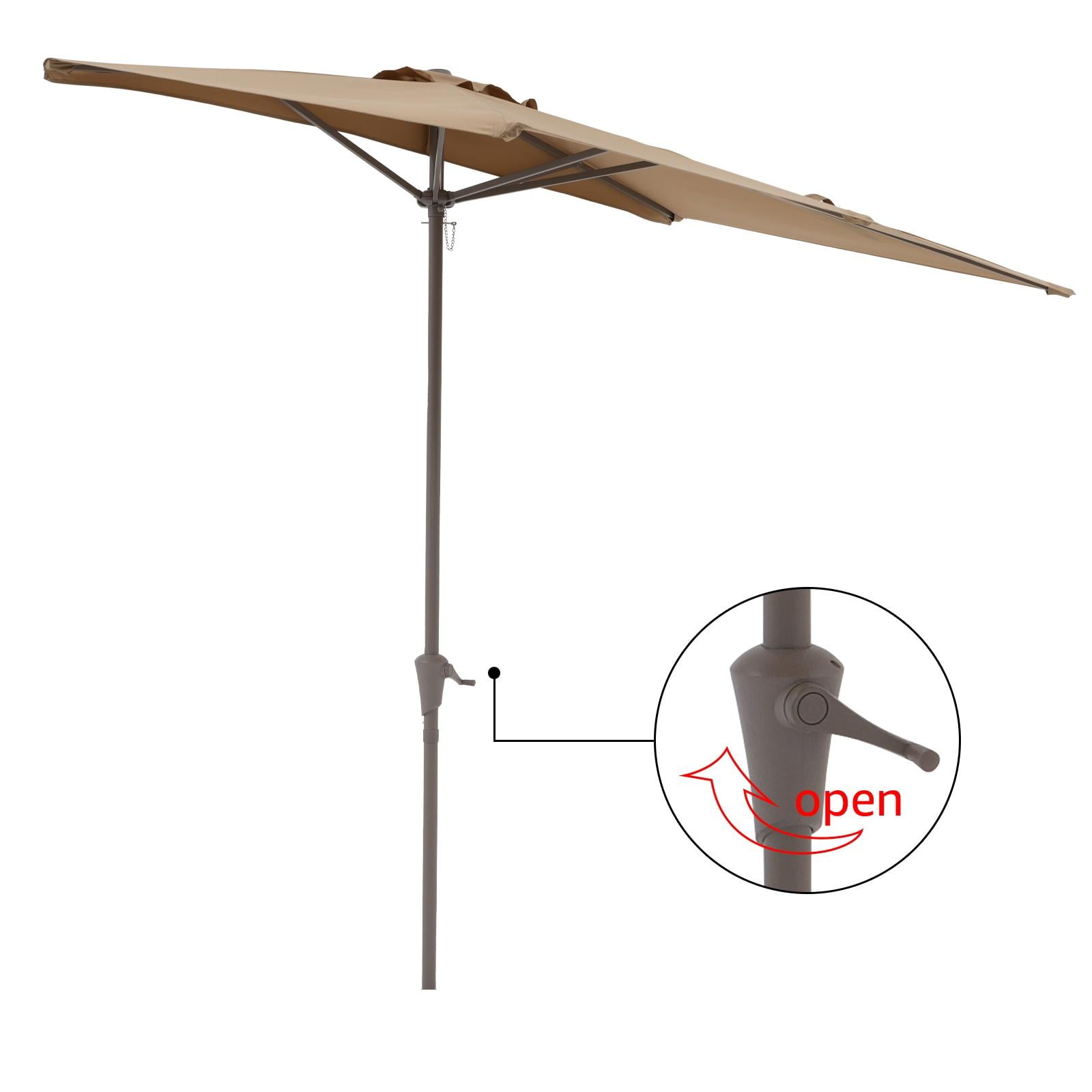 Patio Umbrella 7.5’by 4’Half Rectangular Outdoor Umbrella with Crank, for Deck, Balcony, Garden or Terrace Shade, Beige