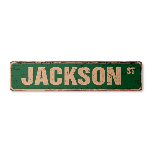 JACKSON Vintage Aluminum Street Sign Childrens Name Room Metal Sign rustic metal tin | Indoor/Outdoor | 18" Wide