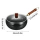 thumbnail image 3 of Sartén Wok de hierro forjado a mano | Olla para freír antiadherente de vientre grande sin recubrimiento: fondo grueso, calor rápido, mango de madera, base plana, salteado profundo, versátil para gas, 3 of 8
