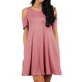 thumbnail image 3 of ZXSXSY Women Cold Shoulder Solid Color Party Dress with Pocket, 3 of 6