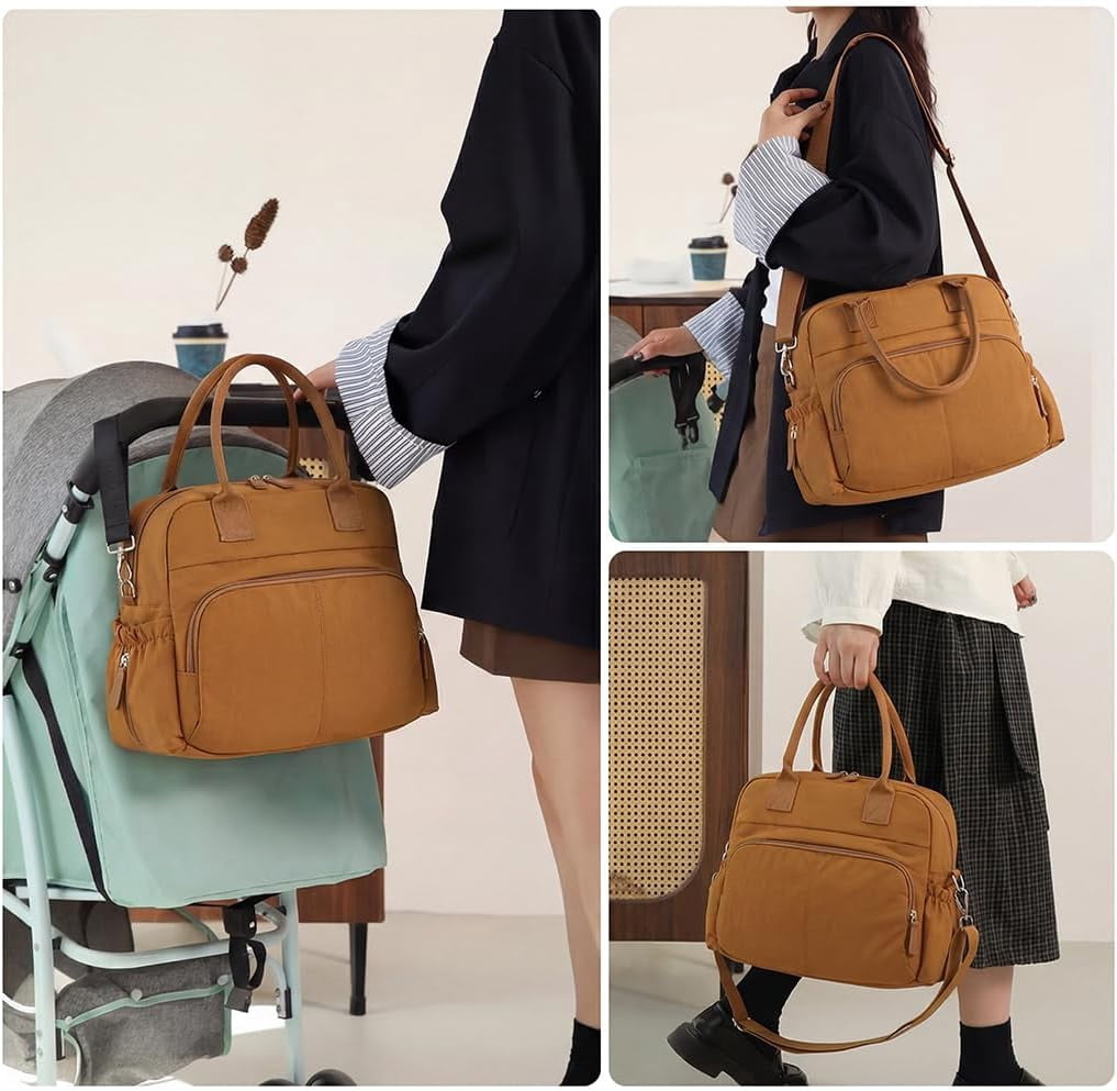 Sunyuer Diaper Bag Tote, Travel Stylish Mommy Bag with Stroller Clips, Large Capacity Hospital Bag for Labor and Delivery