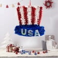 thumbnail image 4 of JeashCHAT 4th of July Patriotic Tinsel Wreath Top Hat Shape Garland Glitter Tinsel Hanging Ornaments Independence Day Memorial Day Indoor Outdoor Wall Door Hanging Decorations 9.4", 4 of 7