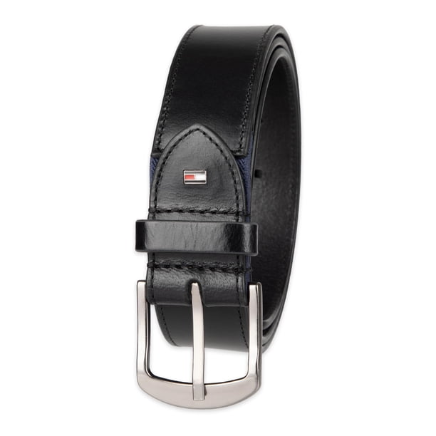 Cinturón Tommy Hilfiger de piel negra con lengüeta elástica