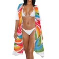 thumbnail image 3 of HELLHERO Rainbow Candy Pattern Bathing Suit Cover Up Breathable High Quality Fabrics Lightweight Long Kimono Swimsuit Cover Up, 3 of 6