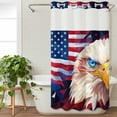 thumbnail image 2 of No Hook Shower Curtain with Snap in Liner, Independence Day USA Flag Curtain Set See-Through Top Double Layers Watercolor Bald Eagle Shower Curtains for Bathroom Decor, 36x72in, 2 of 9