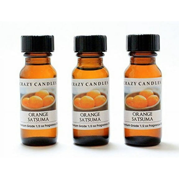 Orange Satsuma 3 Bottles 1/2 Fl Oz Each 15ml Premium Grade Scented Fragrance Oil By Crazy Candles Zesty Aroma of Pineapple, G