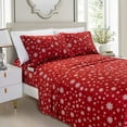 thumbnail image 1 of Mocassi Deep Pocket 4 Piece Bed Sheet Set,Soft Microfiber, Hypoallergenic, Cool & Breathable, King, SnowFlakeBurgundy, 1 of 3