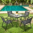 thumbnail image 4 of Gymax 34 Inch Dining Table Square Tempered Glass Table w/ 1.5'' Umbrella Hole Outdoor, 4 of 8