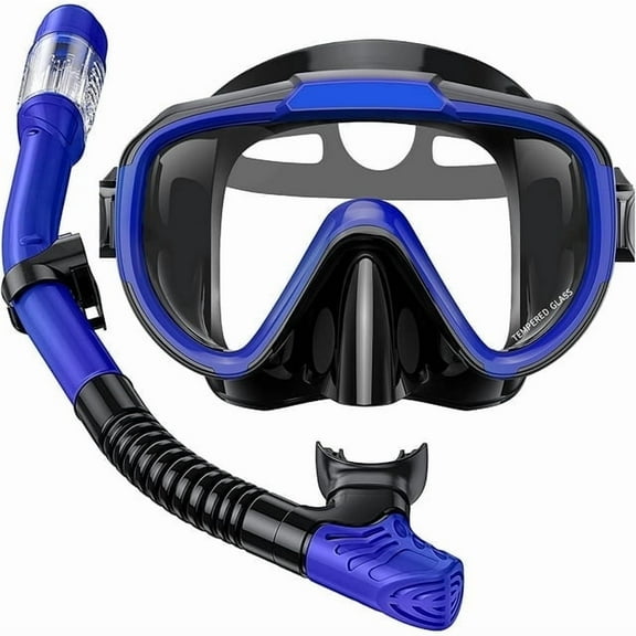 Greatever Snorkel Set Adults Snorkeling Gear Anti-Fog Panoramic View Swim Mask Dry Top Snorkel Kit with Carry Bag for Snorkeling Scuba Diving Travel