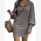 thumbnail image 2 of Vestidos Para Mujer Otoño Moda Casual Sólido Cuello Pico Manga Larga Vestido Suelto Otoño Blusa Pulóver Tops Odeerbi ODB146508, 2 of 8