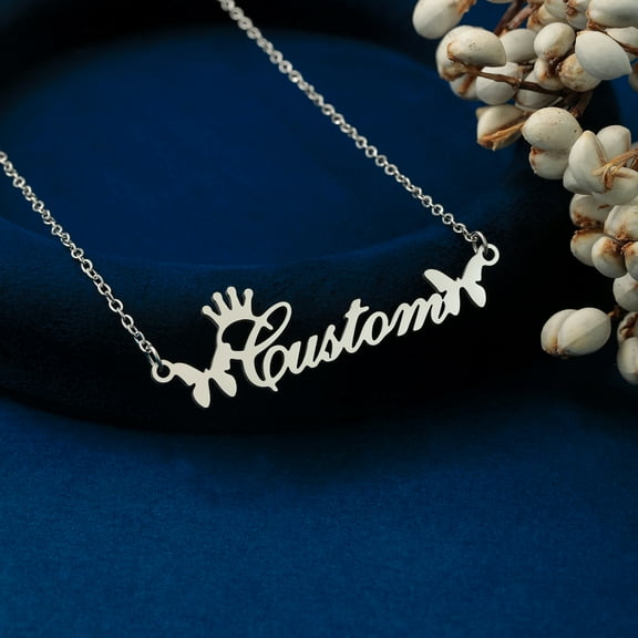 Personalized Custom Name Pendant Necklace Fashion Butterfly Stainless Steel Nameplate Choker Jewelry Gifts For Women