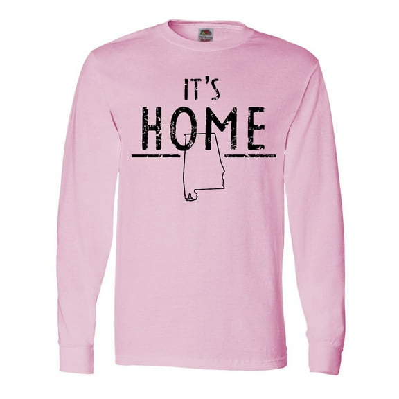Inktastic It's Home Alabama State Outline Distressed Text Long Sleeve T-Shirt