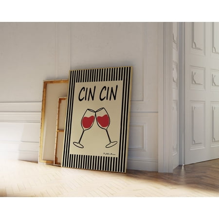 Cin Cin Wine Print Modern Kitchen Wall Art Vintage Bar Cart Decor Poster Poster Only