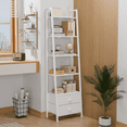 thumbnail image 5 of Tydimor 5-Tier 64"H Industrial Bookshelf with 2 Removable Drawers Narrow Bookcase for Living Room,White, 5 of 6