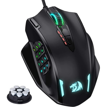 M908 Impact RGB LED MMO Gaming Mouse with 12 Side Buttons, Optical Wired Ergonomic Mouse with Max 12,400DPI, High Precision, 18 Programmable Macro Shortcuts, Comfort Grip