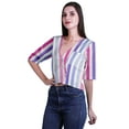 thumbnail image 5 of Moomaya Womens Printed Cotton V-neck Crop Top Elbow Sleeve Summer Clothing Boho Blouse, 5 of 7