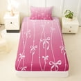 thumbnail image 3 of Erosebridal Pink Ribbon Bowknot Twin Sheet Sets 3pcs For Teens,Girls Geometric Swirl Stripes Bedding, 3 of 5