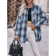thumbnail image 3 of Michellecmm Women Fashion Shirts Plaid Turn-Down Collar Button Down Tie Knot Long Sleeve Blouses Spring Fall Casual Loose Tops Streetwear, 3 of 8