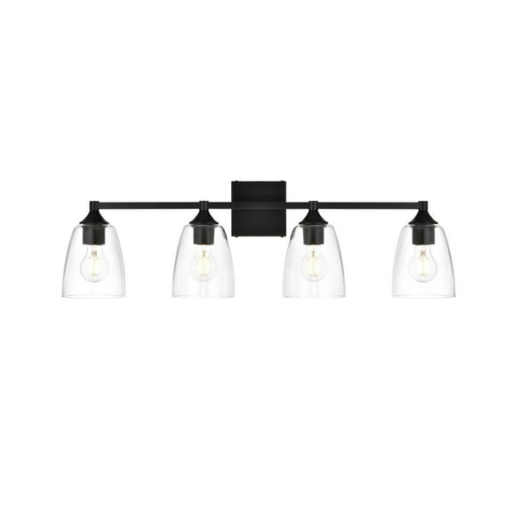 Living District Gianni 4-Light Iron & Glass Bath Sconce in Black/Clear