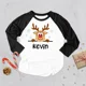 thumbnail image 3 of Camiseta navideña personalizada con ciervo para niños, ropa raglán con nombre personalizado para niños, camisetas a juego para fiestas entre hermanos, camisetas para niños, 3 of 5
