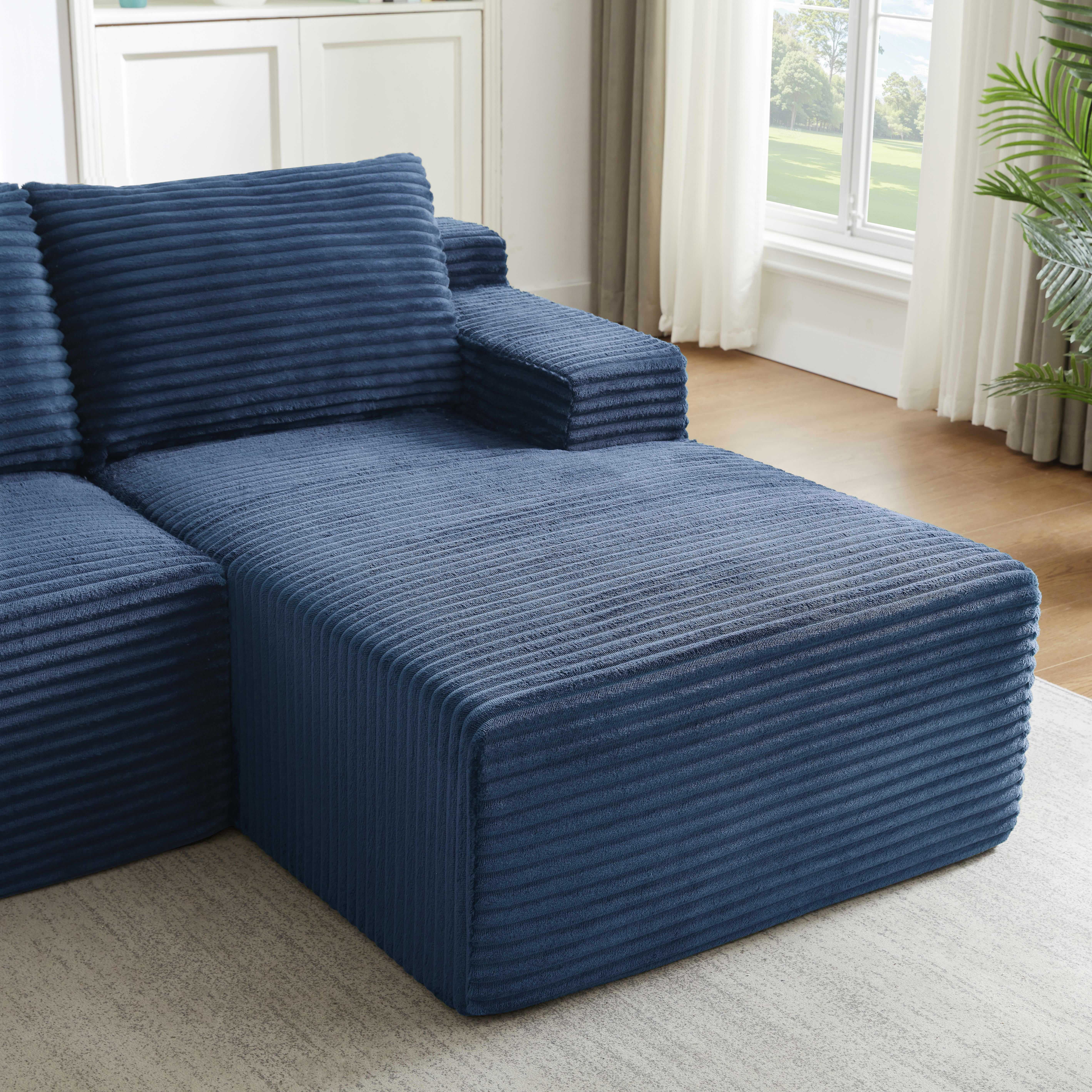 MAYEERTY L-Shaped Boneless Sectional Couch, Deep Seat Plush Sleeper for Living Room & Apartment, 96×61" Blue